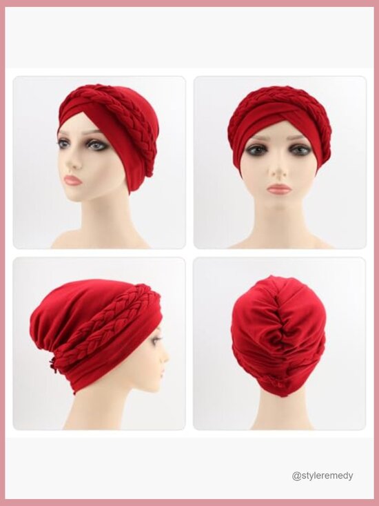 African Turban Caps Beanie Twist Headscarf Pre-Tied Double Twisted Braids main image 4